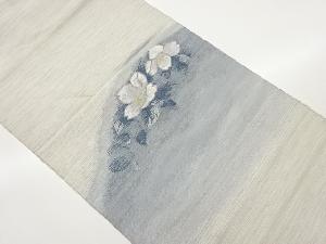 曲線に花々模様織出し名古屋帯